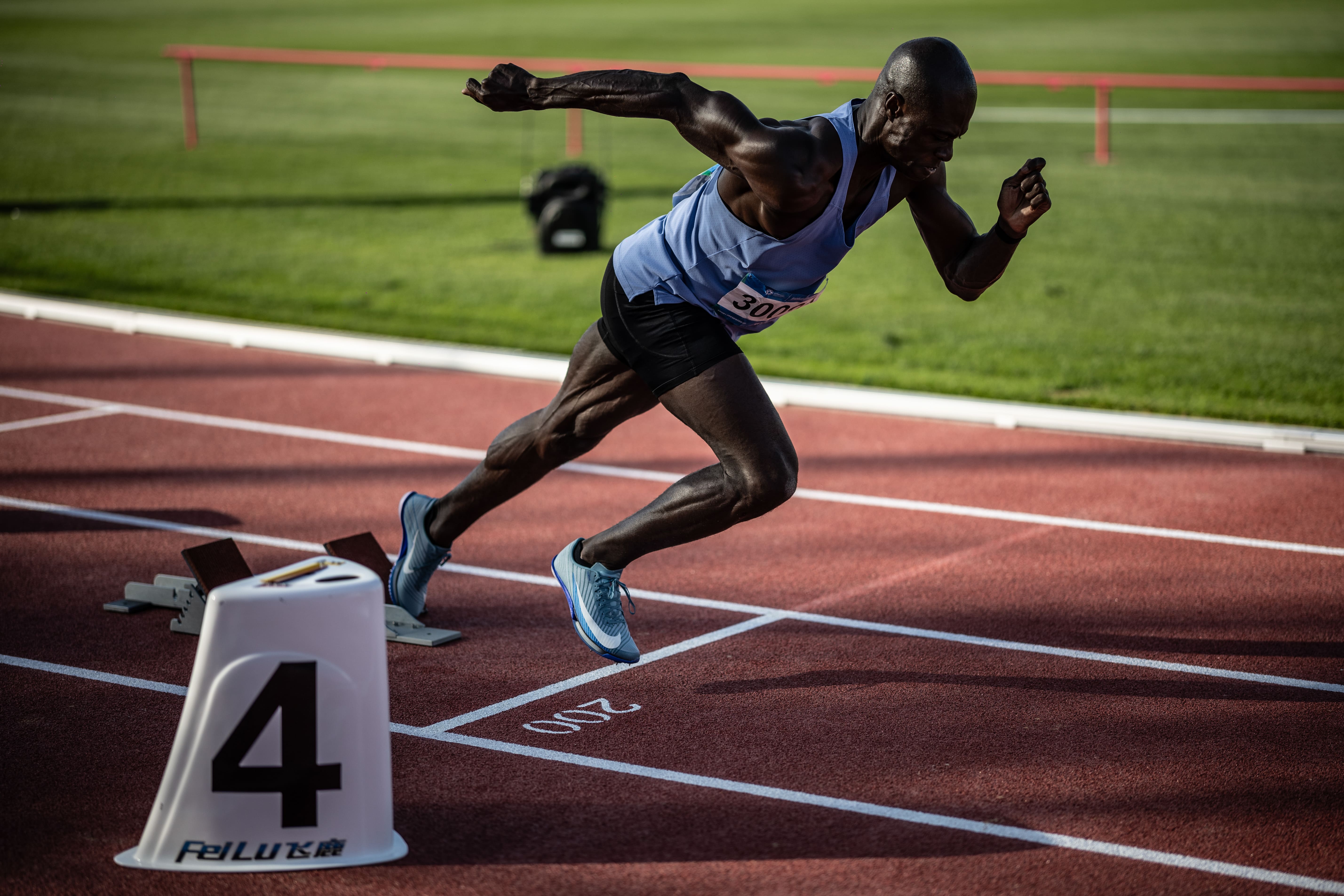 Athlete in the starting blocks